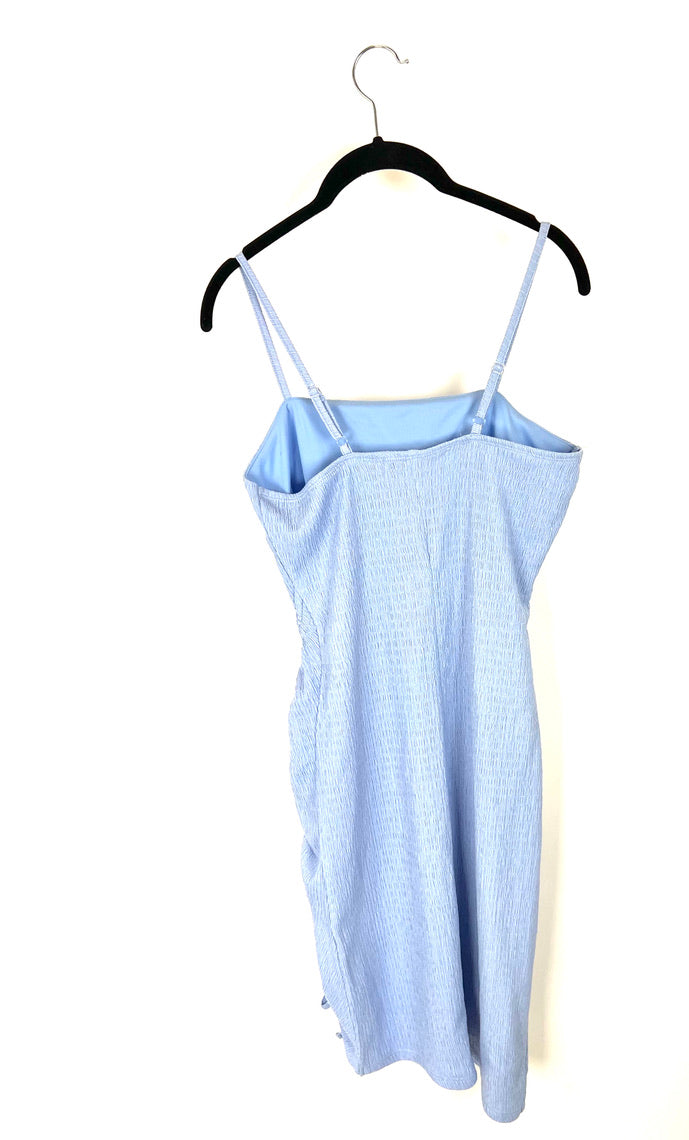 Ruched Baby Blue Mini Dress - Size 6/8