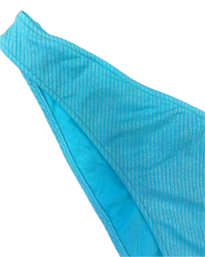 Metallic Blue High Cut And Cheeky Bikini Bottom - Extra Large and Extra Extra Large