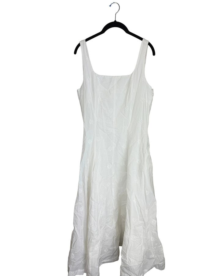 Long White Flower Embroidered Dress- Size 6/8