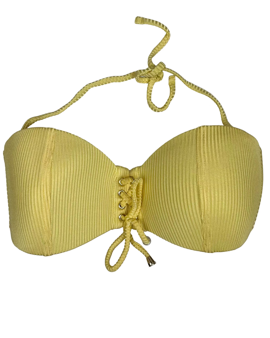 Bright Yellow Textured Convertible Bikini Top - M, L, XL D Cup