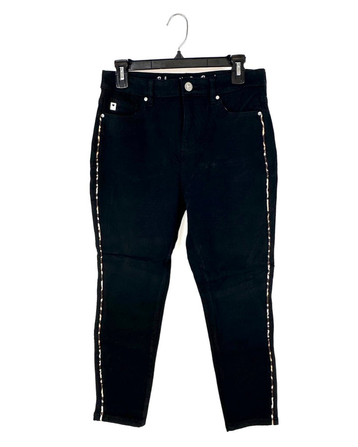 Black Cheetah Stripe Jeans - Size 6