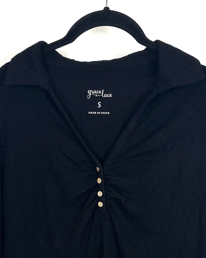 Black Collared Sweater - Size 6/8