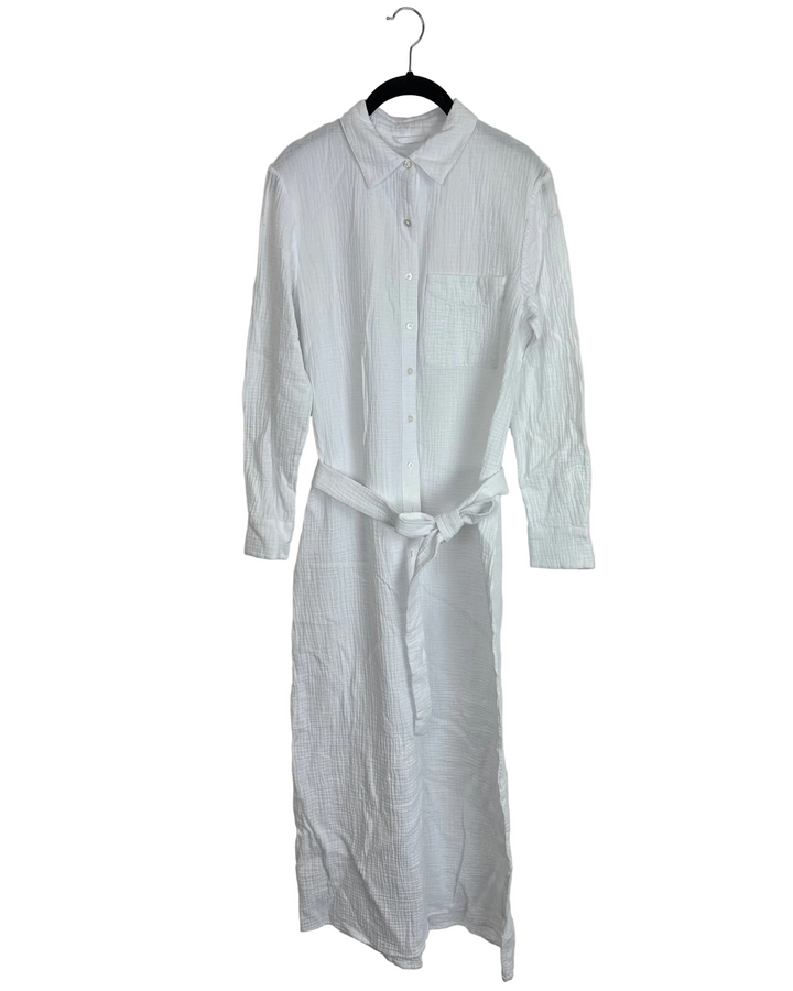 Seashell White Button Up Dress - XS and L