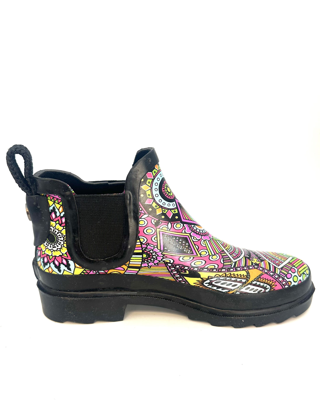 Black Abstract Rainboot - Size 6 and 9