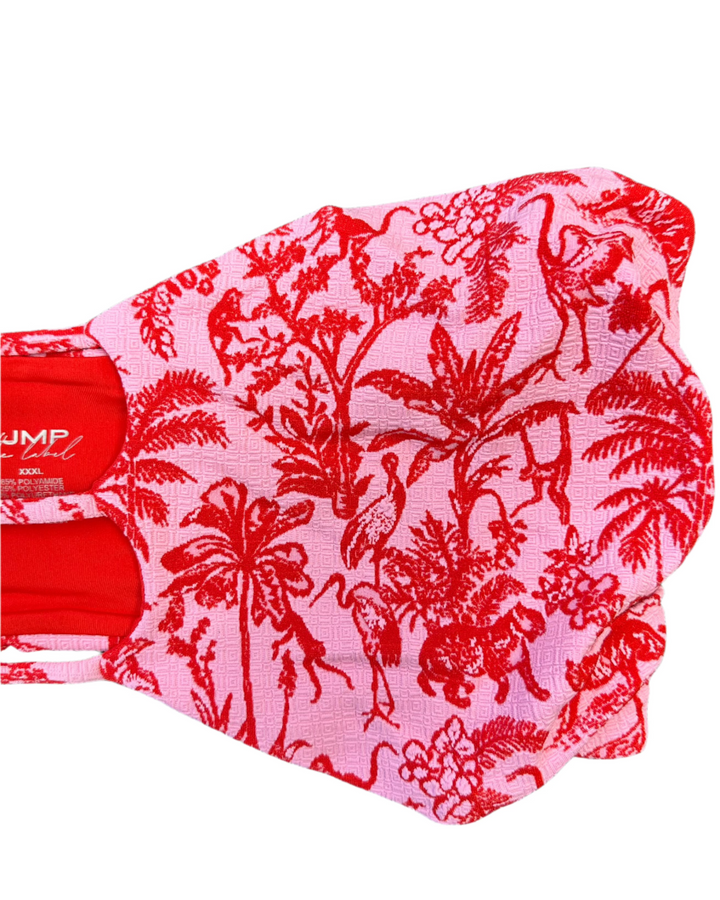 Pink & Red Strapless Bandeau Bikini Top - Extra Extra Extra Large