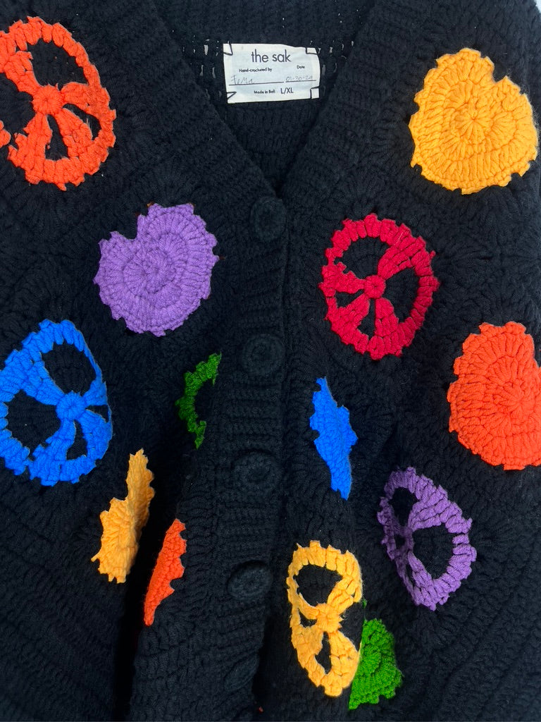 Black Crochet Cardigan - Size 12/14