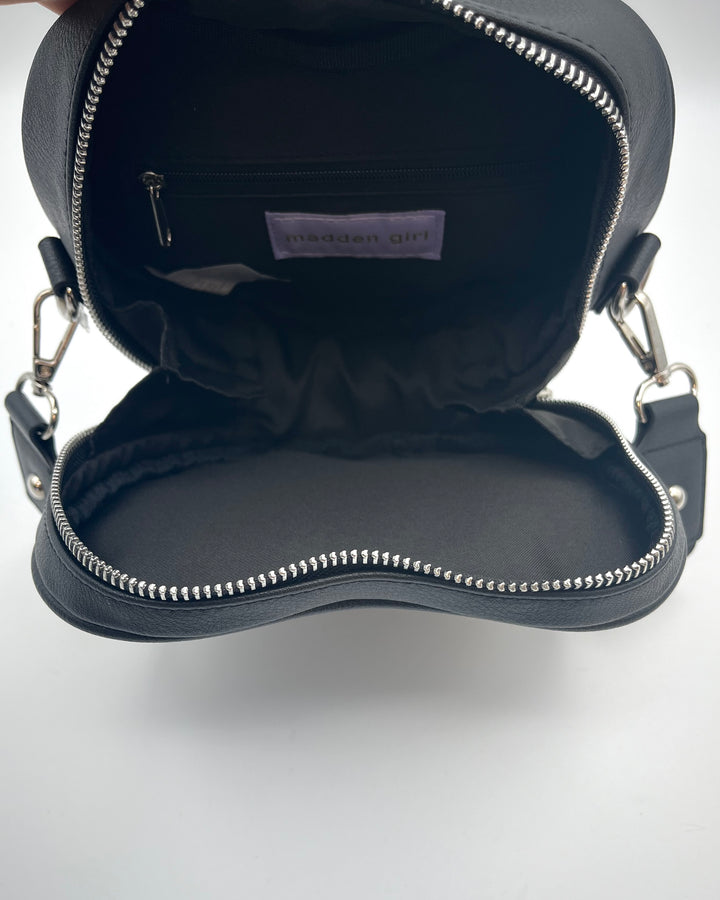 Black Rhinestoned Heart Bag