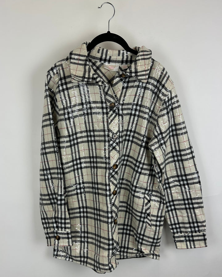 Plaid Sequin Shacket - Size 6/8