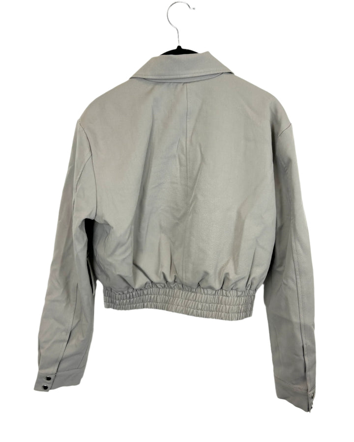 Jason Wu Grey Cropped Bomber Jacket- Extra Small