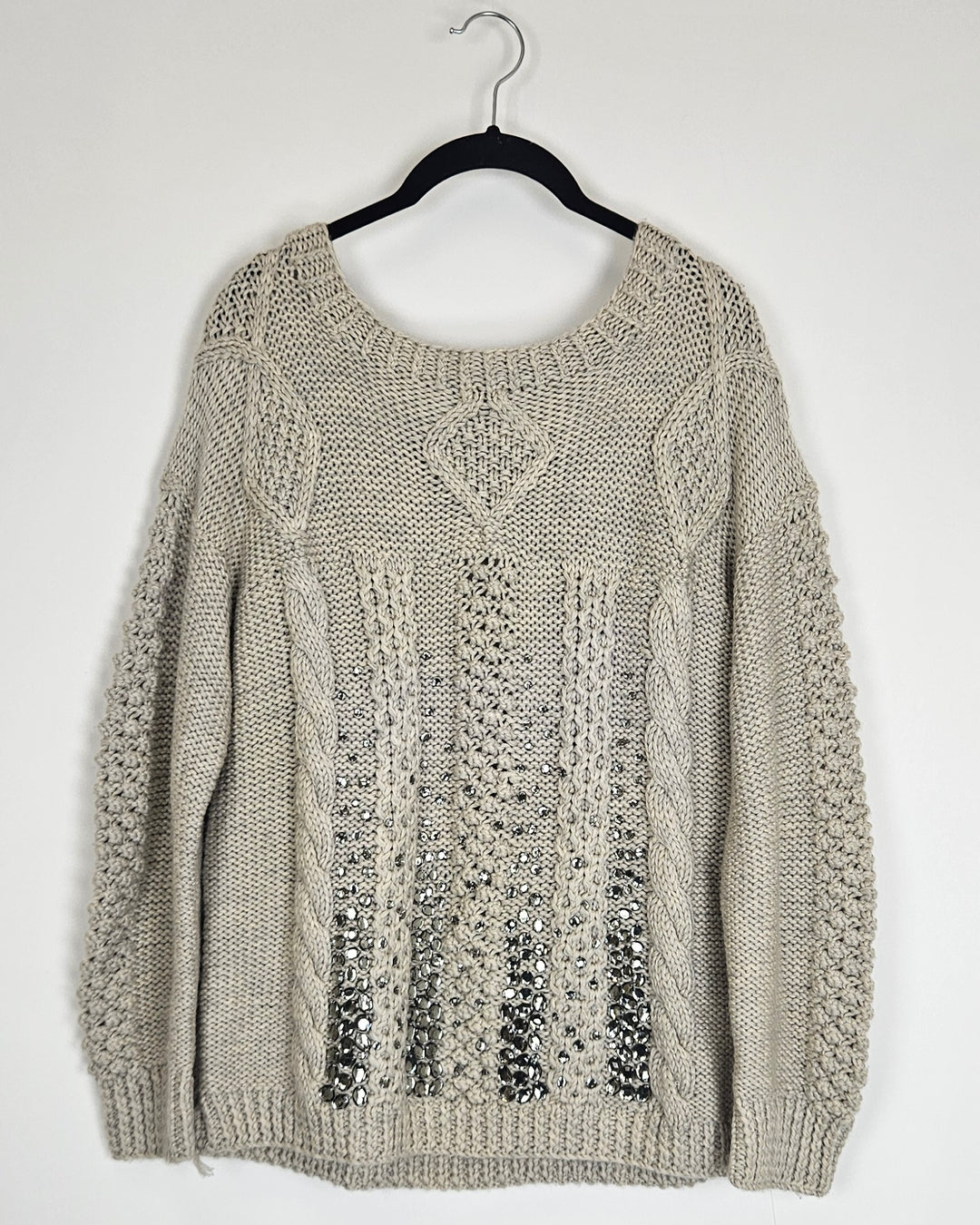 Gray Rhinestone Sweater - Size 6