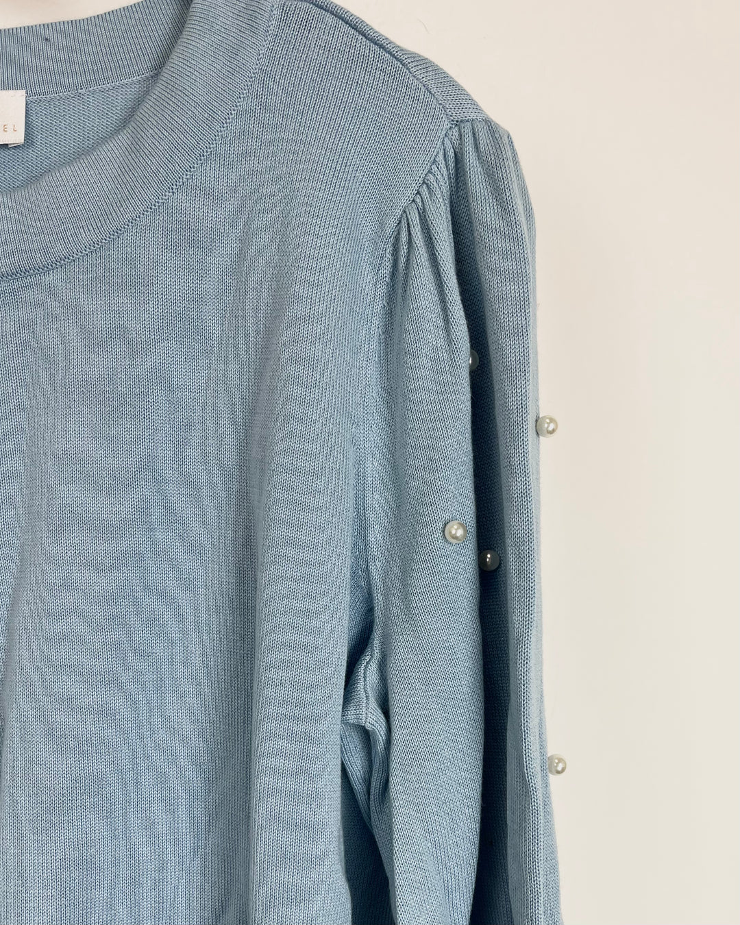Light Blue & Faux Pearl Sweater - Size 6/8
