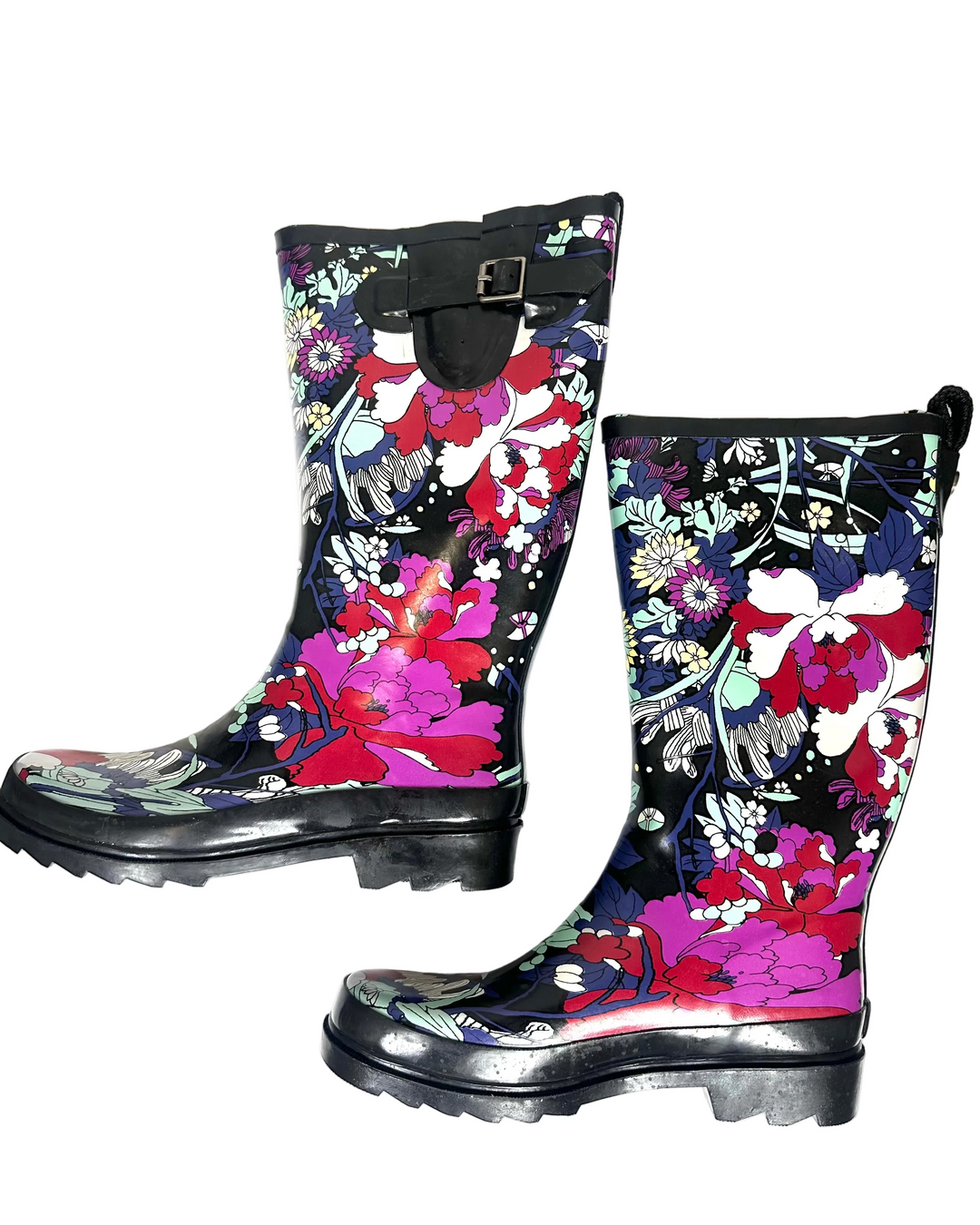 Tall Floral Rainboots - Size 8 and 9
