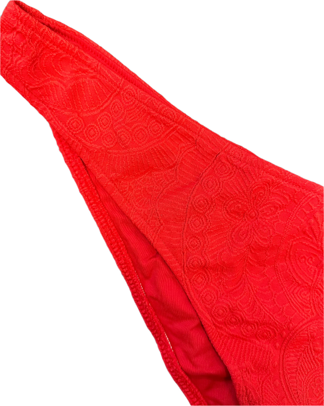 Red Embossed High Cut Bikini Bottom - Extra Large and Extra Extra Large
