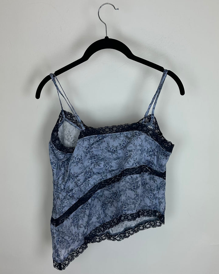 Blue Floral Lace Trim Cami - Size 2/4