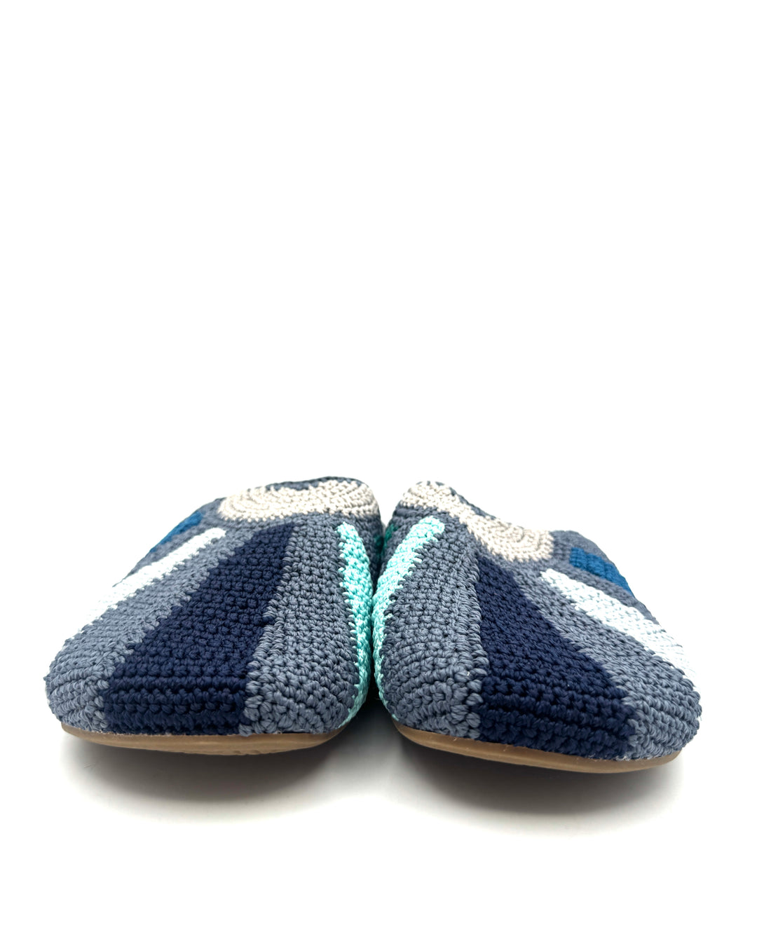 Blue Abstract Crochet Clogs - Size 6