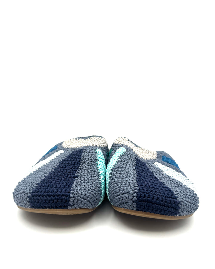 Blue Abstract Crochet Clogs - Size 6