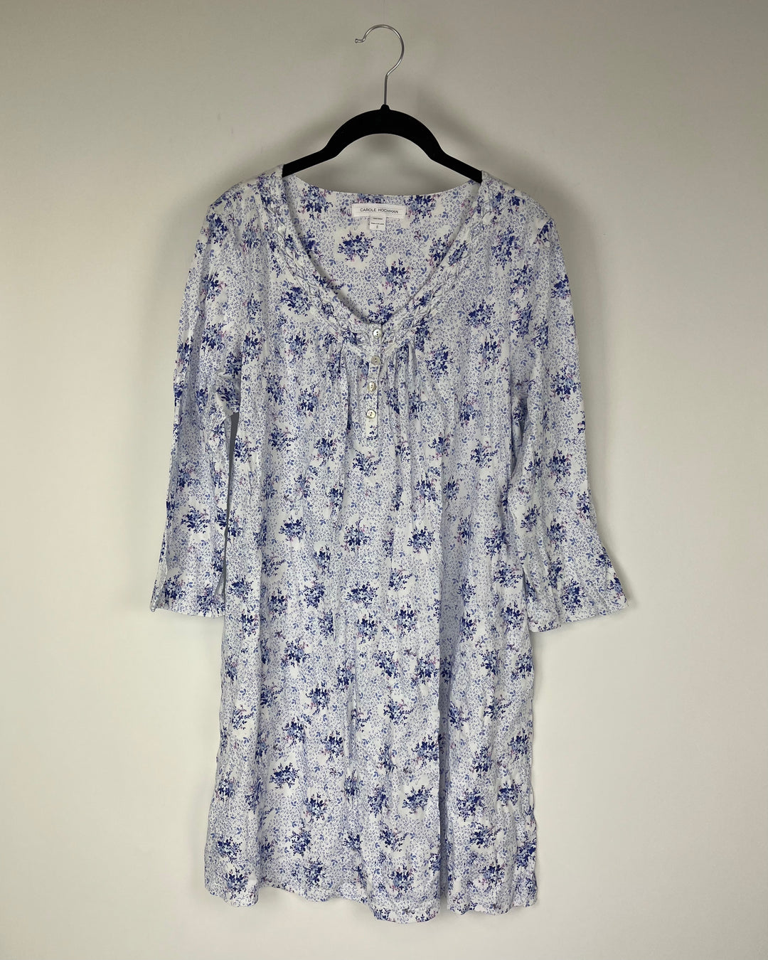 White and Purple Floral Nightgown - Small