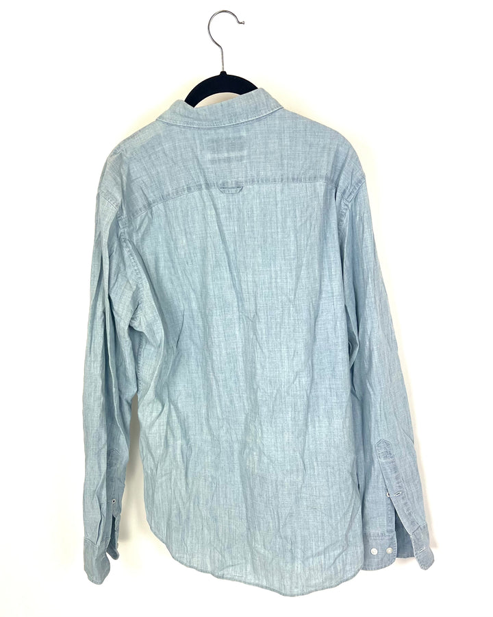 MENS Blue Denim Wash Button Up Long Sleeve - Medium Slim Fit