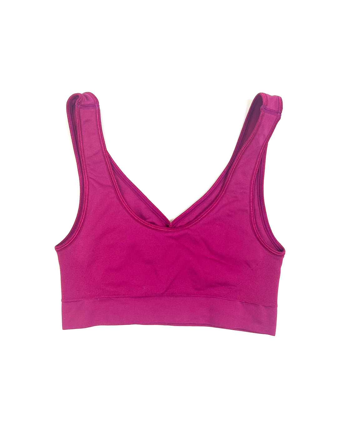 Fuchsia V-neck Sports Bra - Extra Small