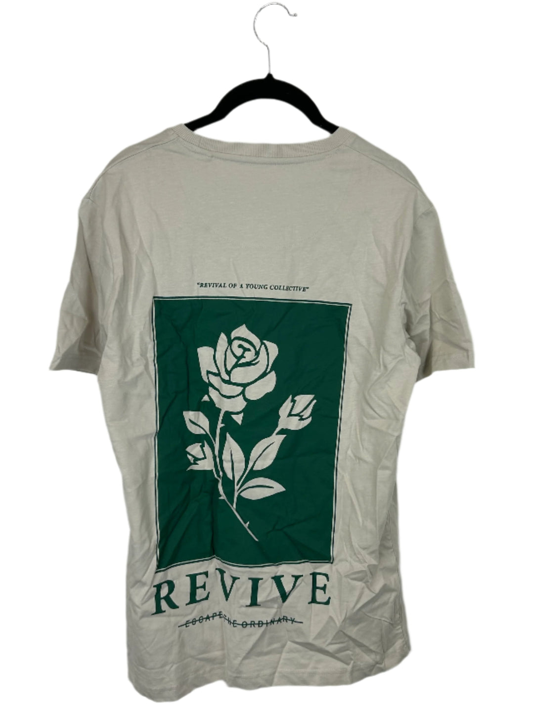 Denim And Flower By Ricky Singh Beige Graphic T-shirt- Small