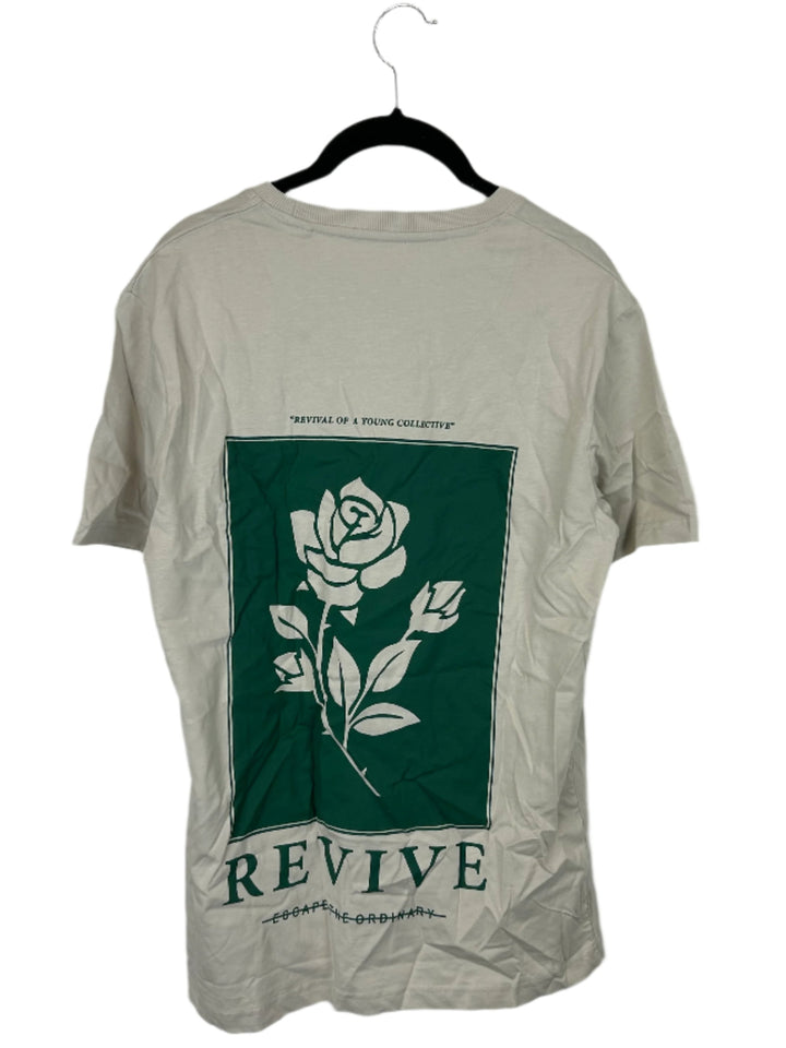 Denim And Flower By Ricky Singh Beige Graphic T-shirt- Small