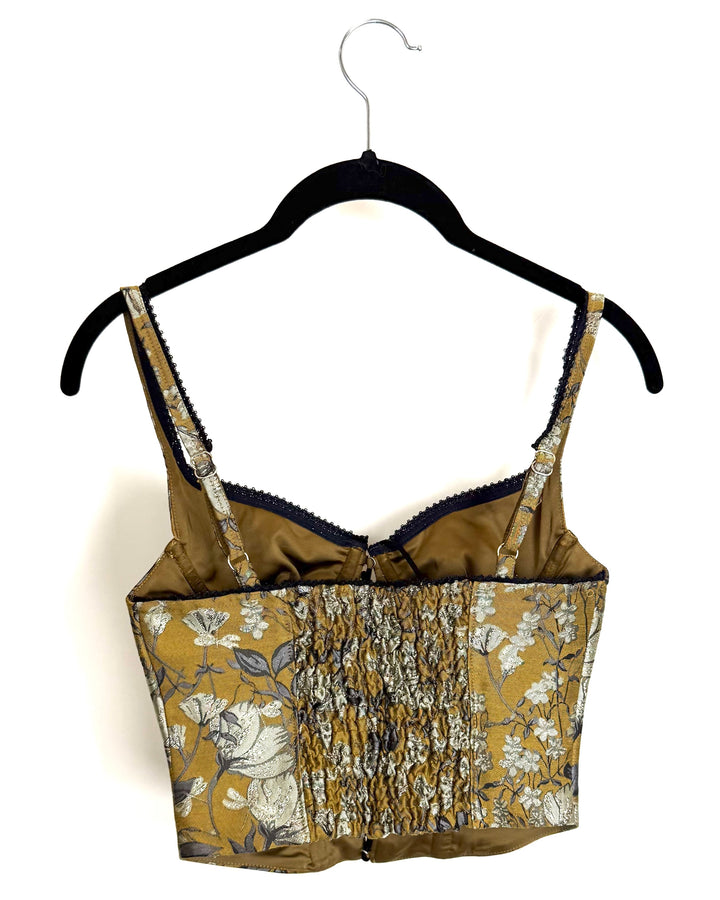 Dark Yellow Floral Corset - Size 0/2