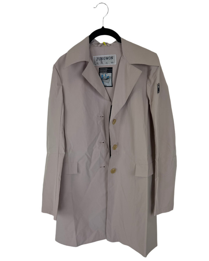 Light Mauve Button Down Raincoat - Size 0 - 6