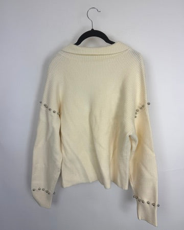 Cream Studded Cardigan - Size 6/8