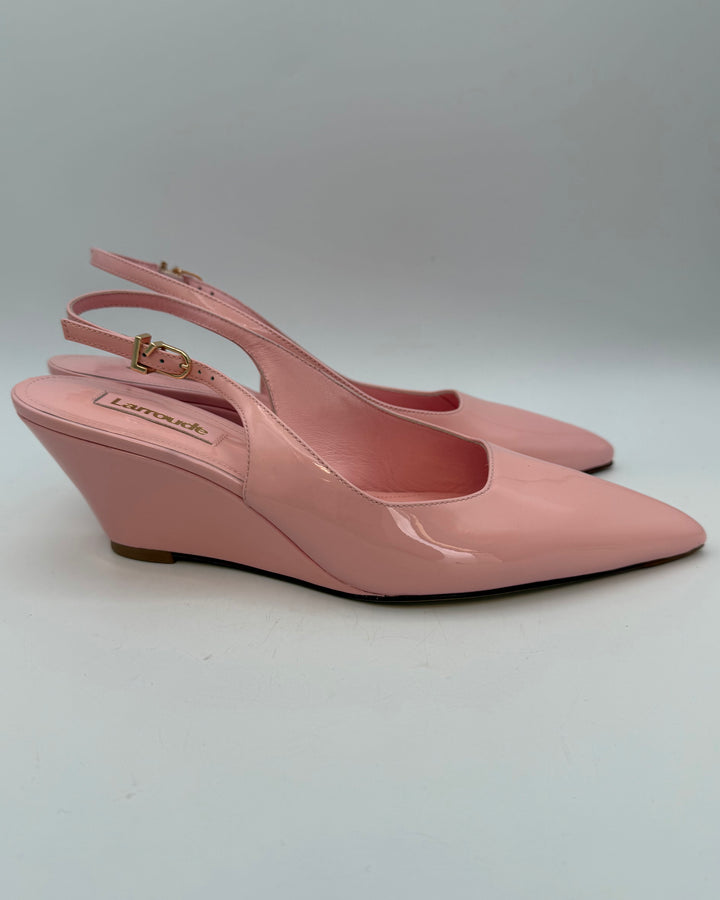 Baby Pink Patent Leather Wedge - Size 6.5
