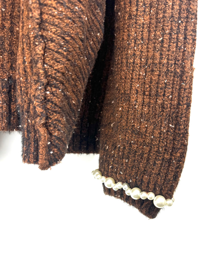 Brown Long Open Cardigan- Large