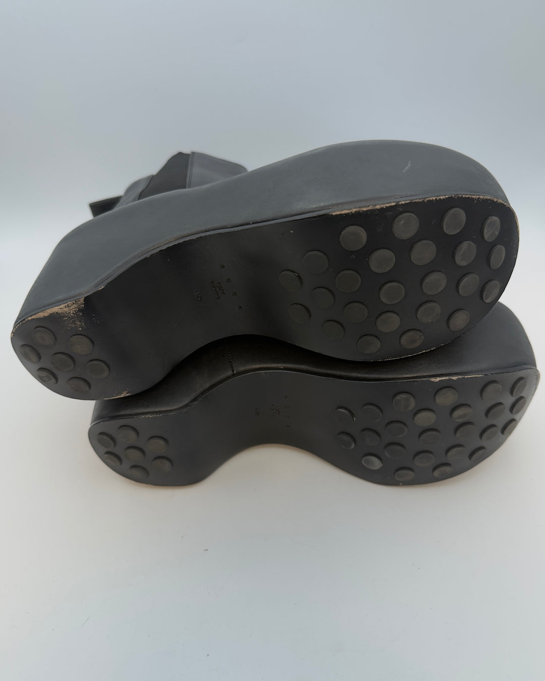 Black Leather Platform Booties - Size 40