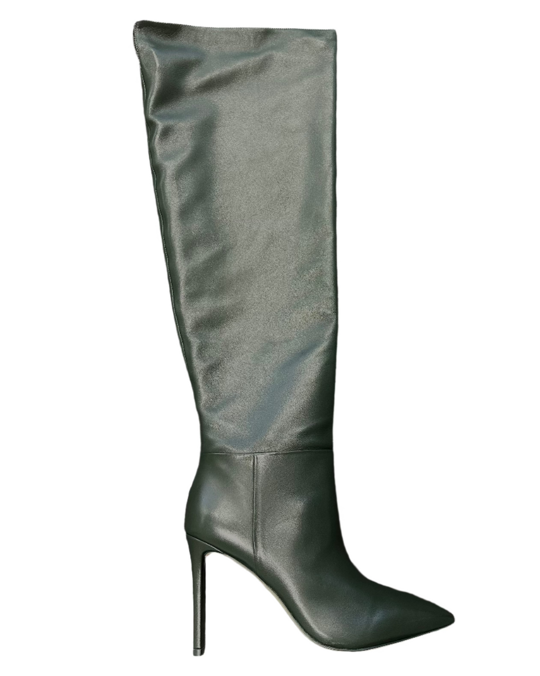 Forest Green Leather Pointed Toe Boots - Size 7.5 and 8