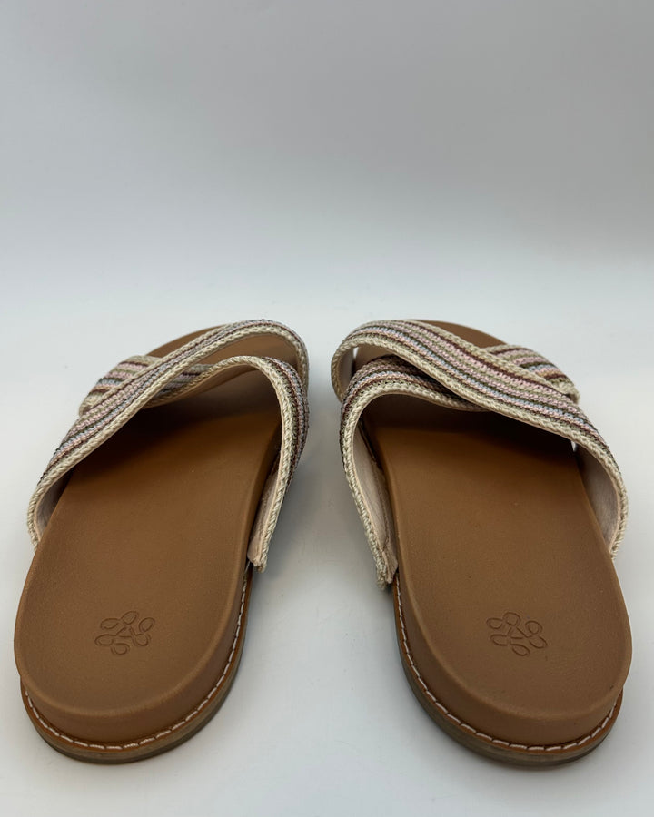 Beige & Multi Color Criss Cross Sandals - Size 9