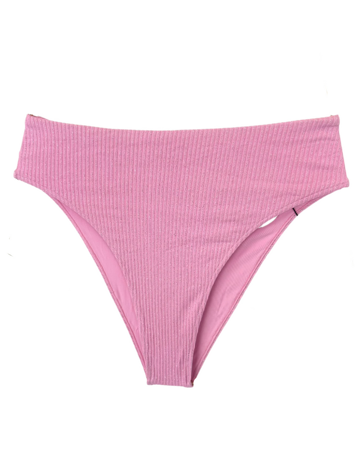 Pink Metallic High Waist Bikini Bottom -XS, S, XXL