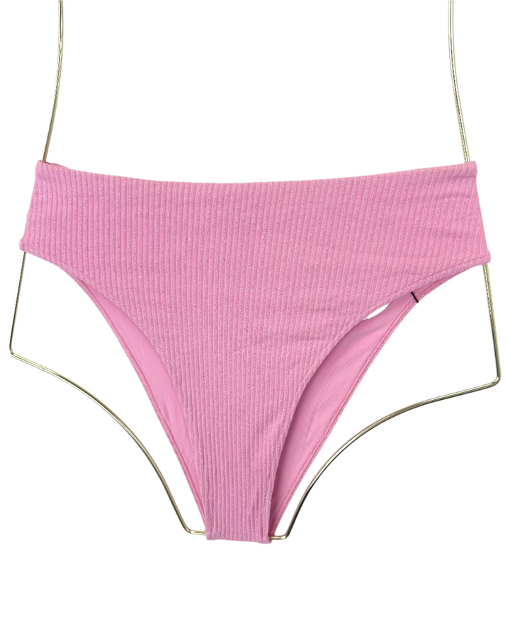 Pink Metallic High Waist Bikini Bottom -XS, S, XXL