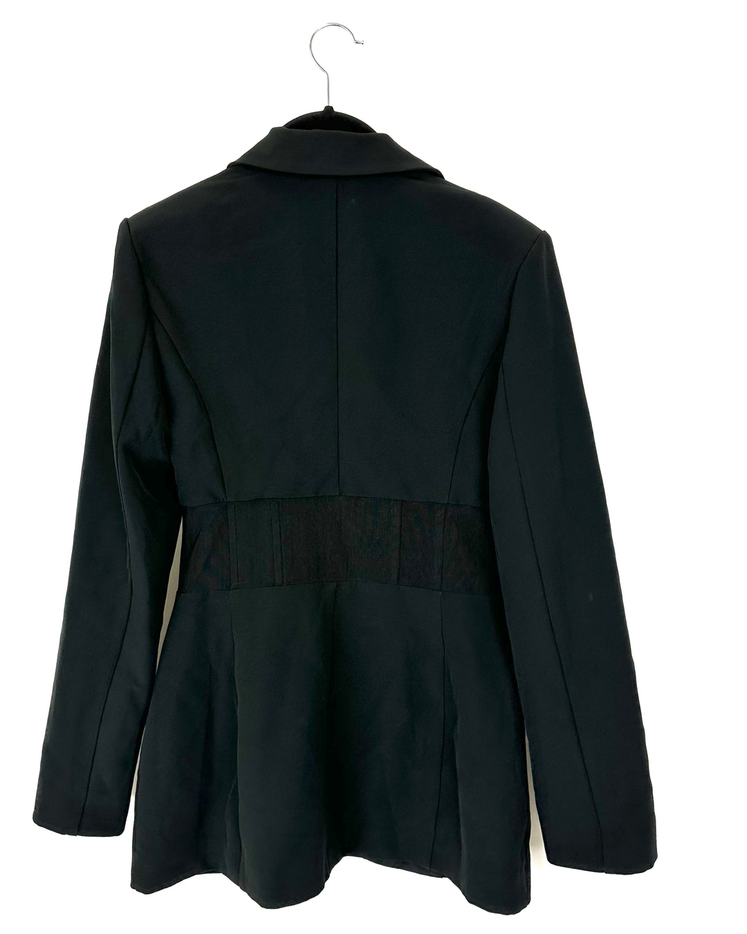 Black Womens Corset Blazer with Hook-and-Eye Closure - Size 6