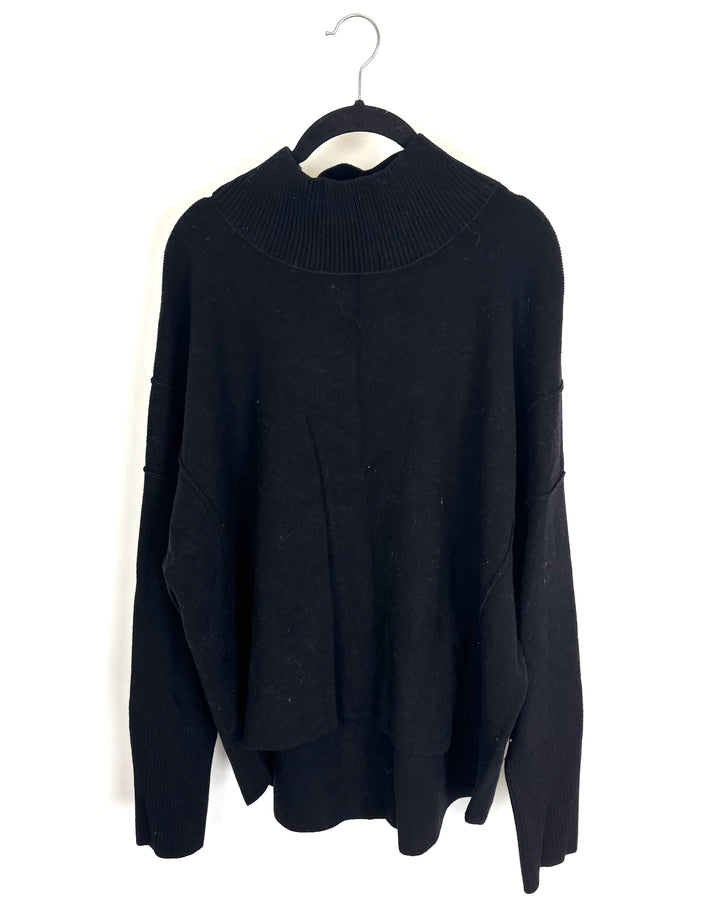 Black Knit Mock Neck Sweater - 8/10