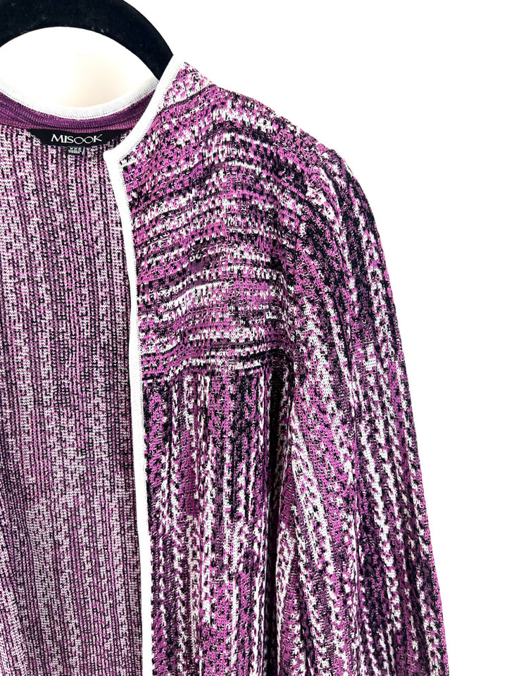 Purple Textured Knit Cardigan - Size 0