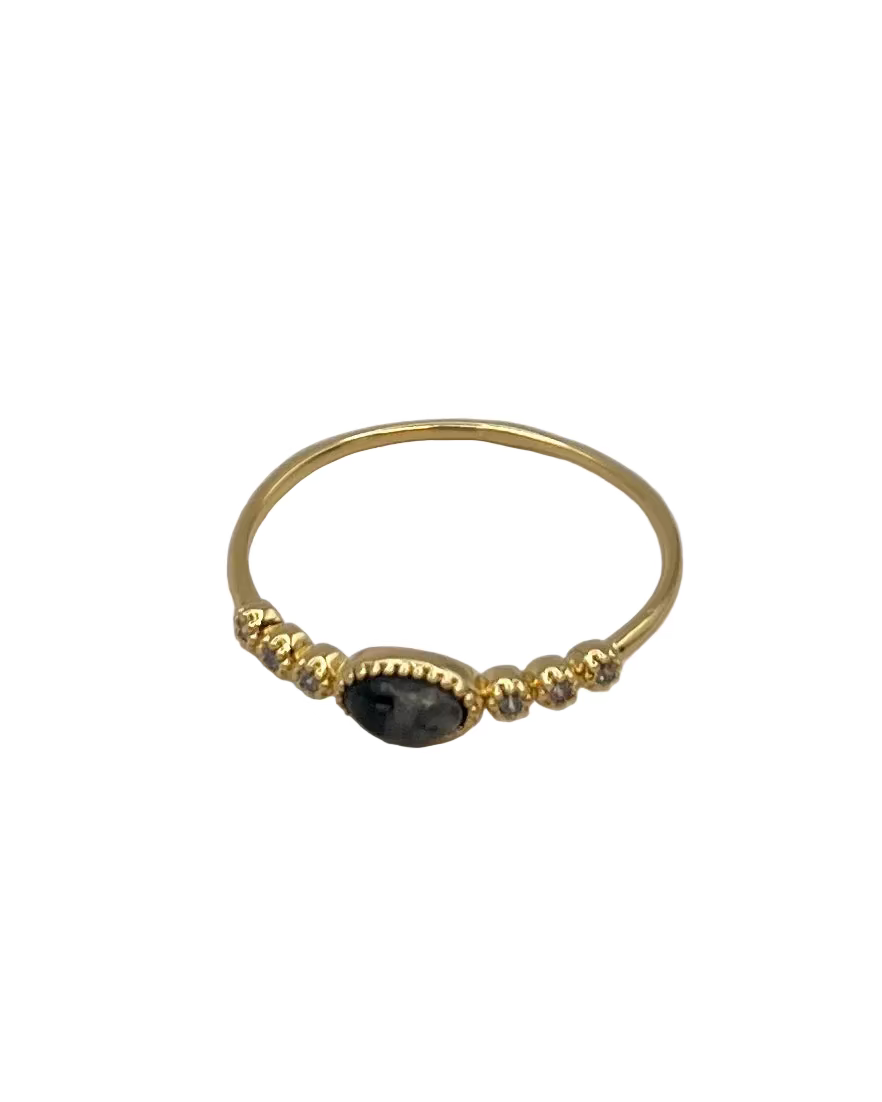 Marble & Rhinestone Ring - Size 7.5