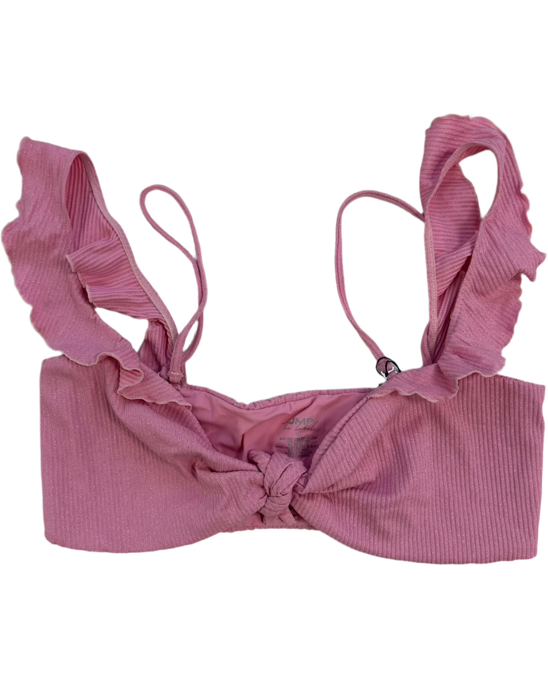 Pink Metallic Ruffle Bikini Top - Extra Extra Large