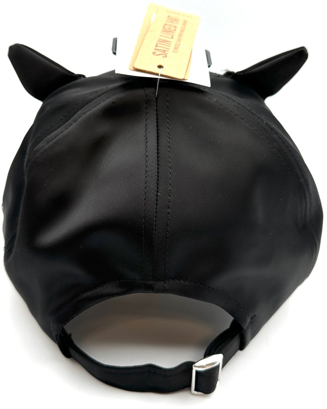 Black Satin Cat Ear Baseball Hat - One Size