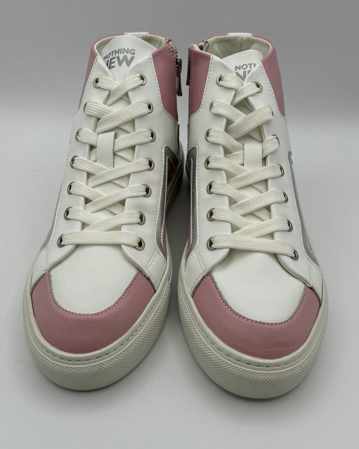 Pink And White Leather High Top Sneakers - Size 6 and 8