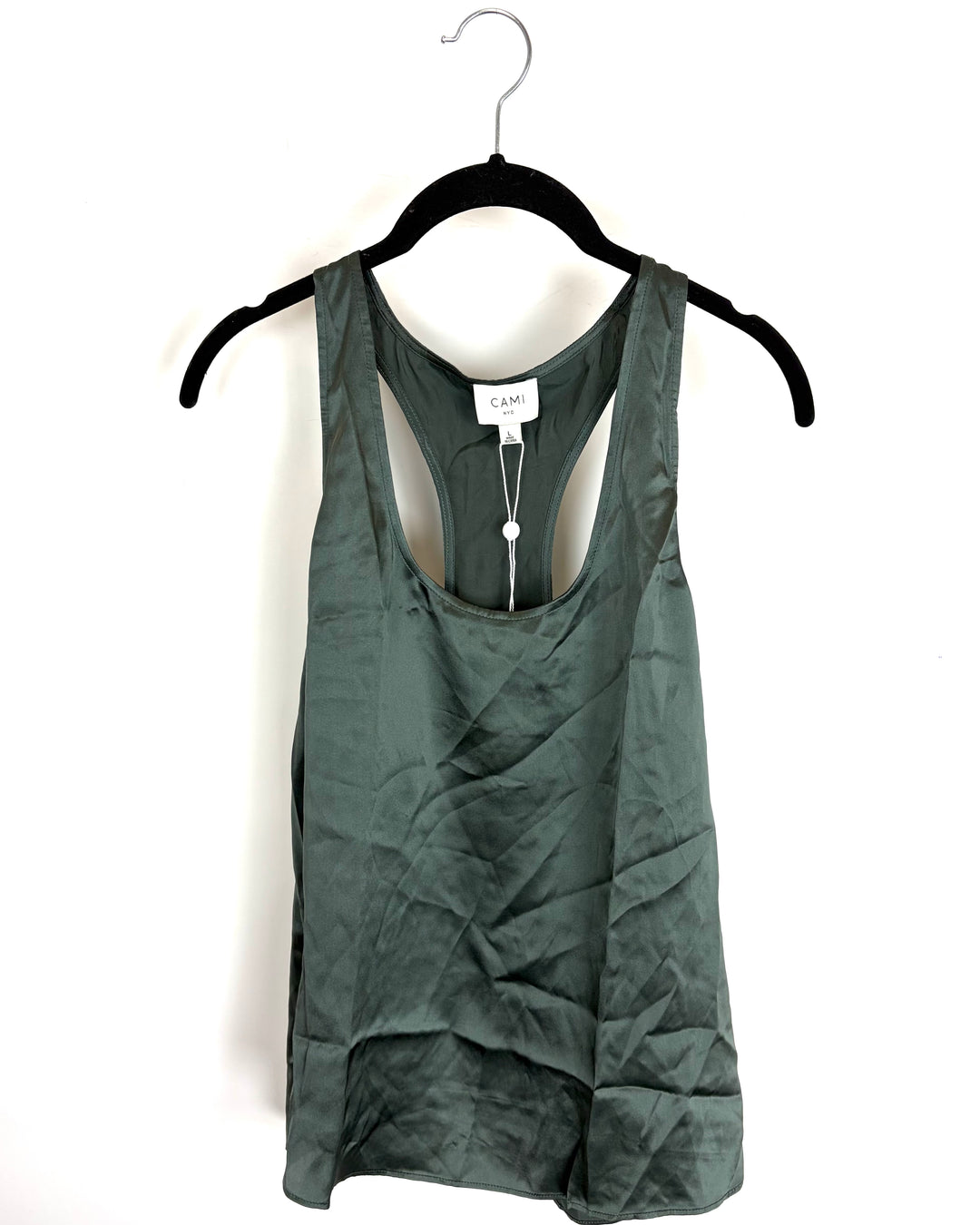 Dark Sage Racerback Silk Top - Size 8/10