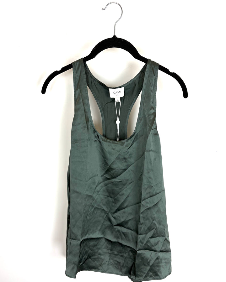 Dark Sage Racerback Silk Top - Size 8/10