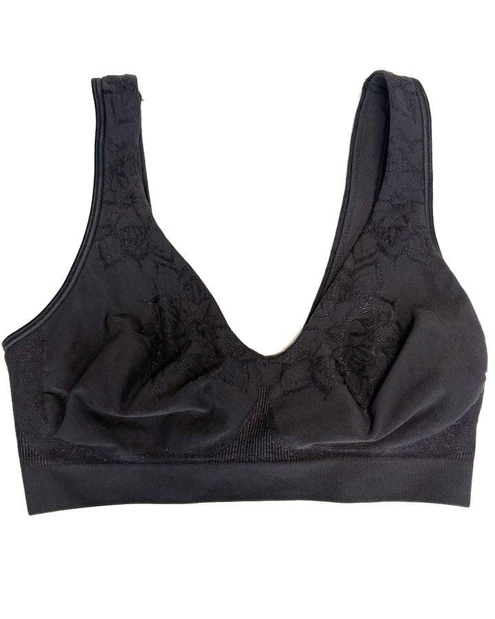 Black Deep V-neck Sports Bra - Small