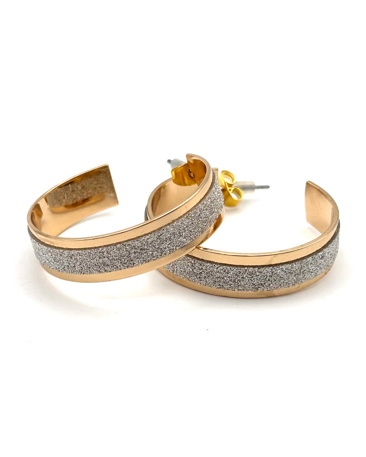 Gold Hoop with Silver Sparkle Detail