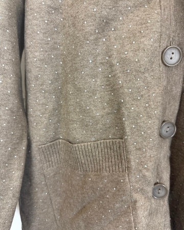 Beaded Taupe Cardigan - Size 8/10