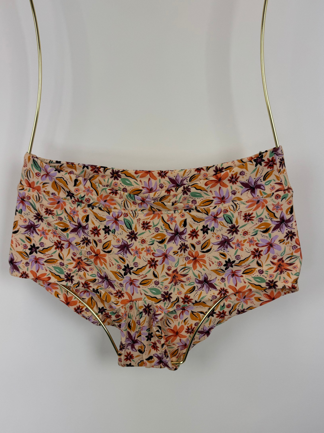 Light Orange Floral Swim Shorts - S and M