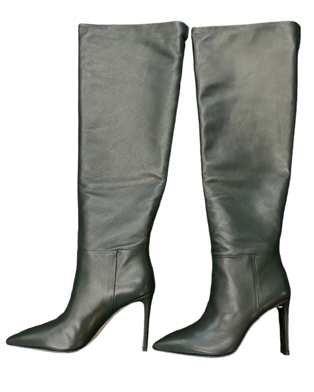 Forest Green Leather Pointed Toe Boots - Size 7.5 and 8