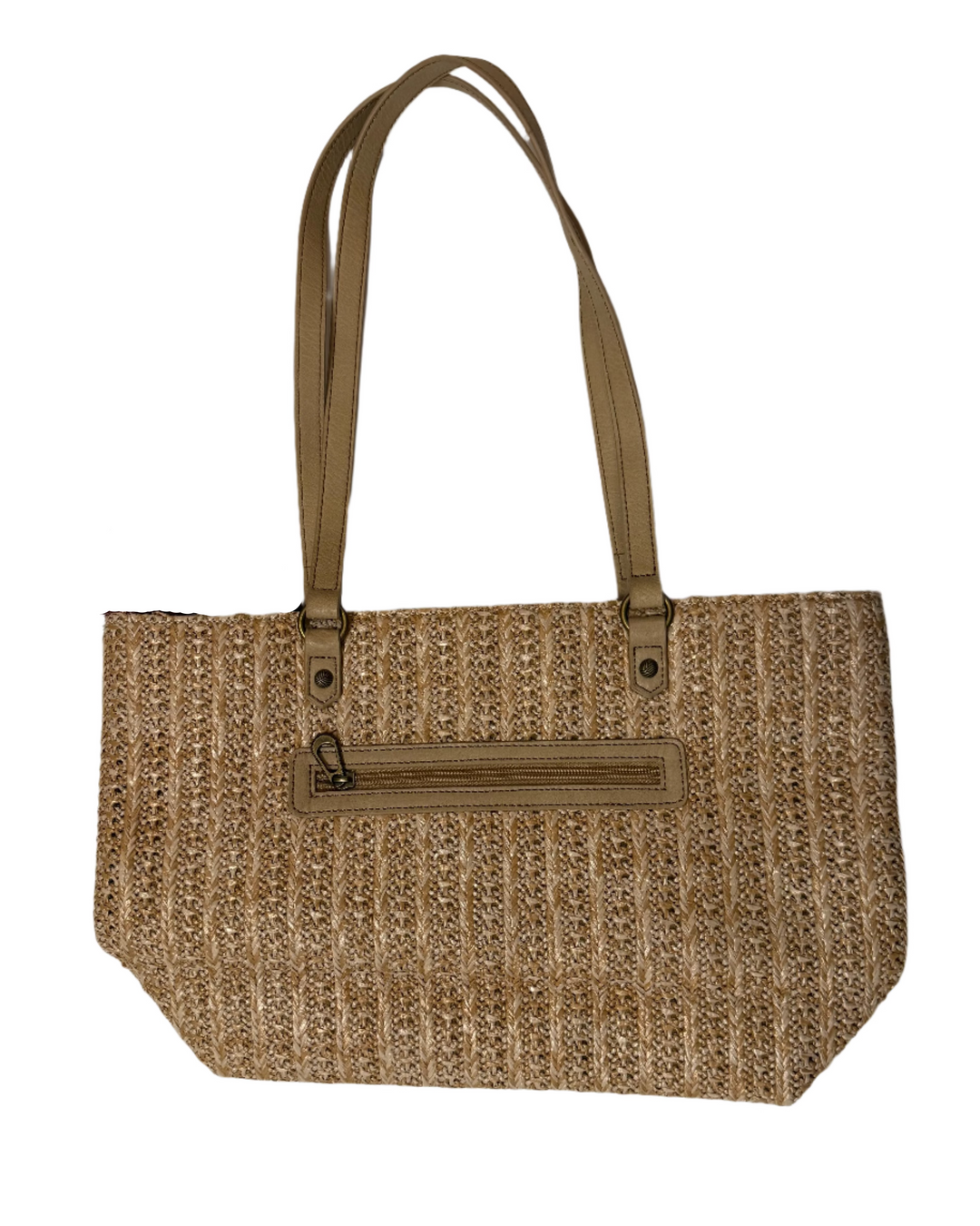 Tan Woven Tote Handbag